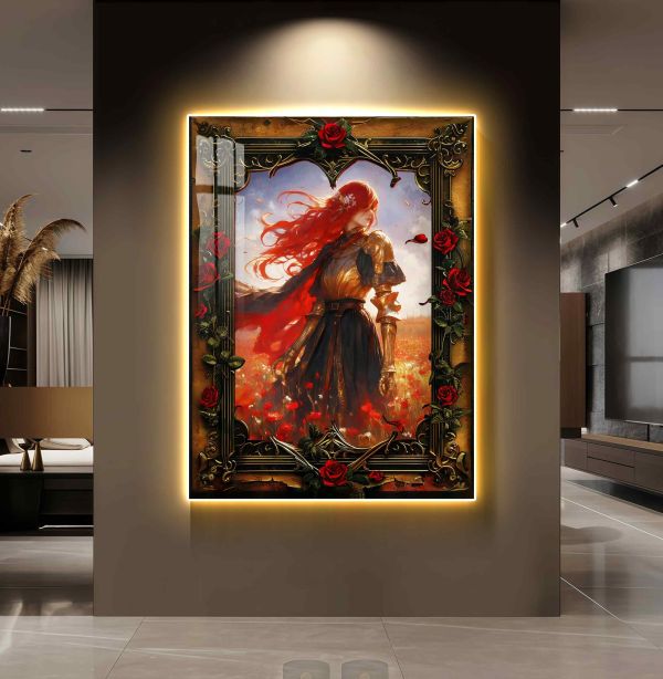 【海外代購】阿喵畫社 破敗薔薇 女武神 超大常亮氛圍裝飾燈帶畫 