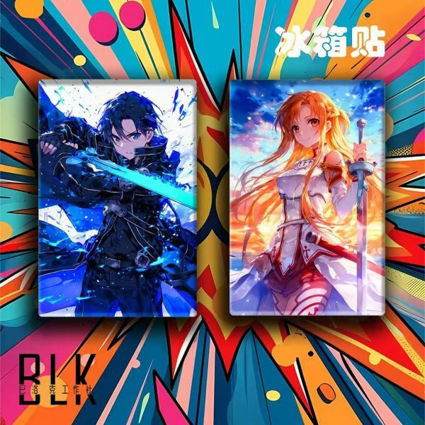 【海外代購】巴洛克 持劍雙人組刀劍神域亞絲娜桐谷和人裝飾畫/冰箱貼 