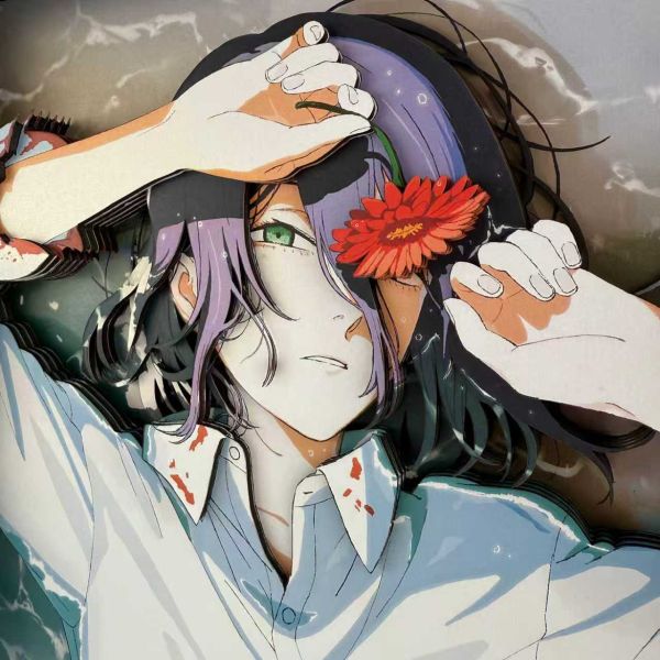 【海外代購】凹凸Panda 鏈鋸人蕾塞篇Chainsaw Man電鋸人Reze電次瑪奇瑪帕瓦動畫潮流手工立體畫 蕾塞A款 