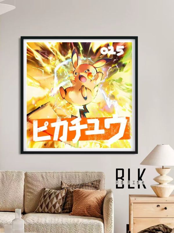 【海外代購】巴洛克 閃電皮卡丘寶可夢神奇寶貝Pikachu電氣老鼠寵物小精靈動漫裝飾畫/冰箱貼 