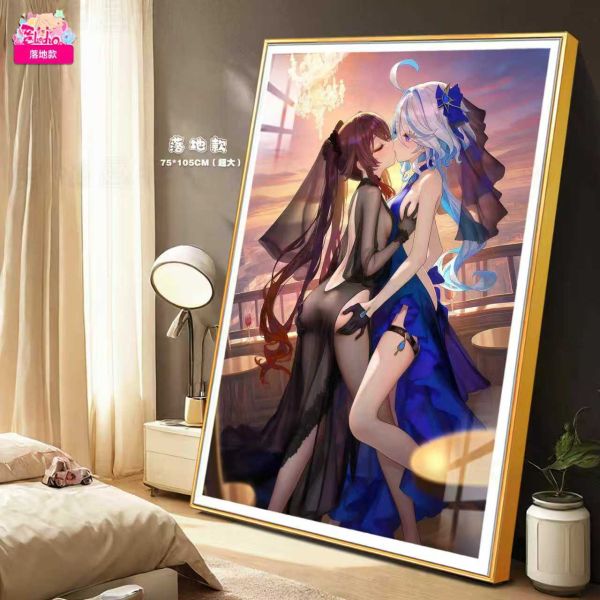 【海外代購】阿喵畫社 黃昏 禮服胡桃與芙寧娜 8k主題高清裝飾畫 