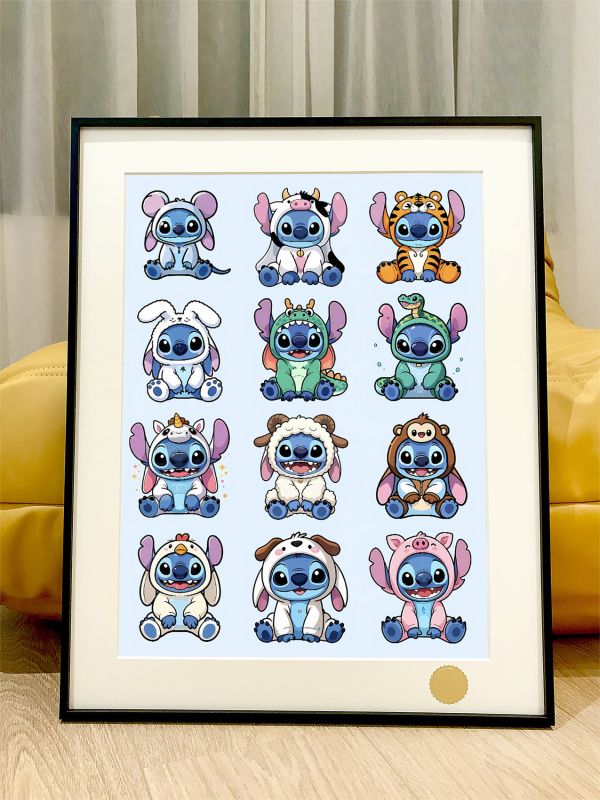 【海外代購】星空 《十二生肖史迪仔》史迪奇星際寶貝Stitch史迪奇布吉布動漫裝飾畫 