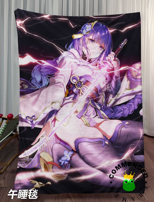 【海外代購】皇呱 《無想的一刀》 原神稻妻最美女武神雷電將軍無想的一刀週邊裝飾畫 午睡毯 地毯 