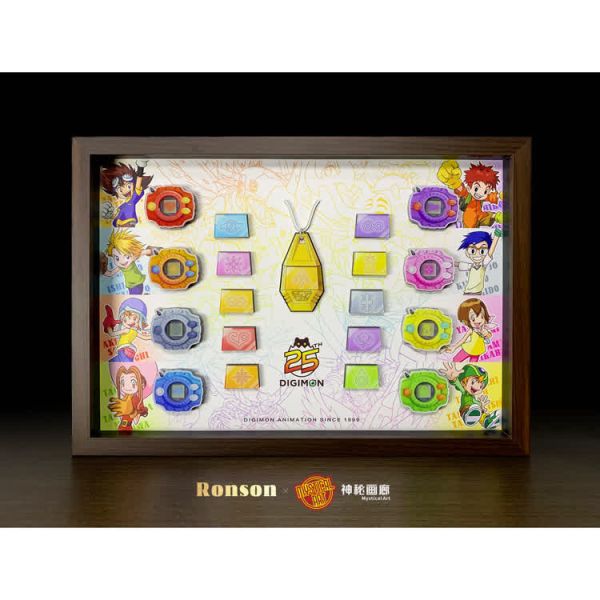 【海外代購】神秘畫廊 Ronson 壓克力疊層立體畫 數碼寶貝·25週年神聖計劃之徽章暴龍機大集結 