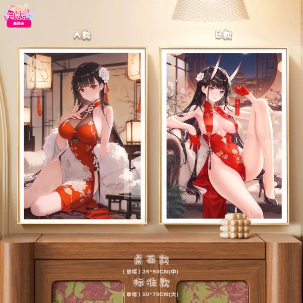 【海外代購】阿喵畫社 旗袍大能代與逸仙雙聯 8k雙聯高清裝飾畫 午睡毛毯 冰箱貼 