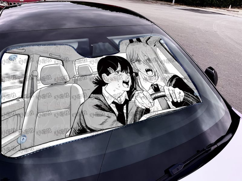 【海外代購】千鳥社 《汽車前擋遮陽—帕瓦和東山小紅 》 二次元汽車遮陽防曬前擋開車鏈鋸人電鋸人帕瓦東山小紅血之魔人 