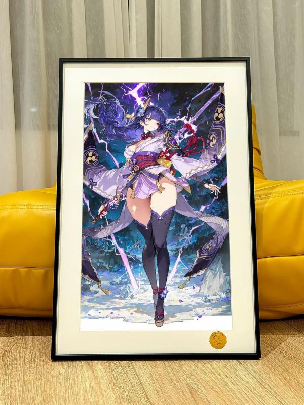 【海外代購】星空《紫色雷電》雷電將軍原神影裝飾畫 