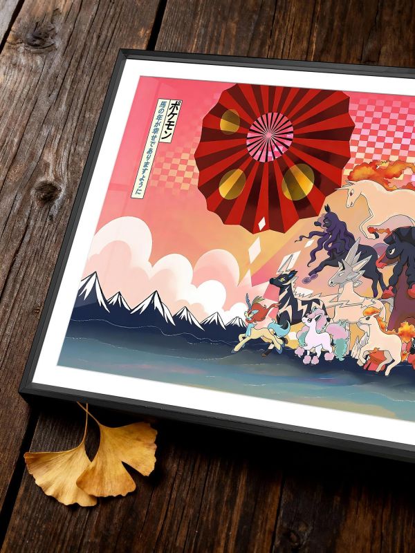 【海外代購】千鳥社《寶可夢 馬年大吉》 寶可夢小火馬烈焰馬斑斑馬凱路迪歐泥驢仔靈幽馬馬年大吉浮世繪日式週邊滑鼠墊裝飾畫 