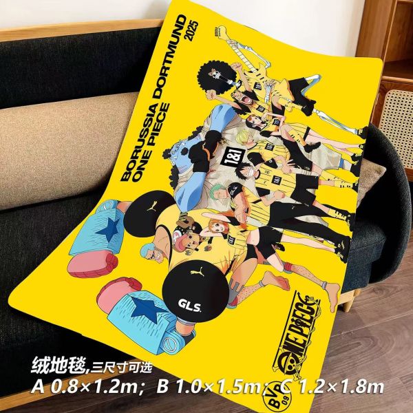 【海外代購】千鳥社 草帽團 多特蒙德海賊王 BVB路飛喬巴索隆聯名 午睡毯 地毯 裝飾畫 