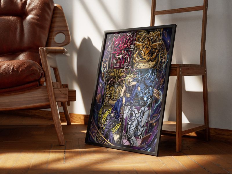 【海外代購】千鳥社 遊戲王 決鬥王座 遊戲王武藤遊戲阿圖姆青眼白龍黑魔導三幻神午睡毯地毯裝飾畫 