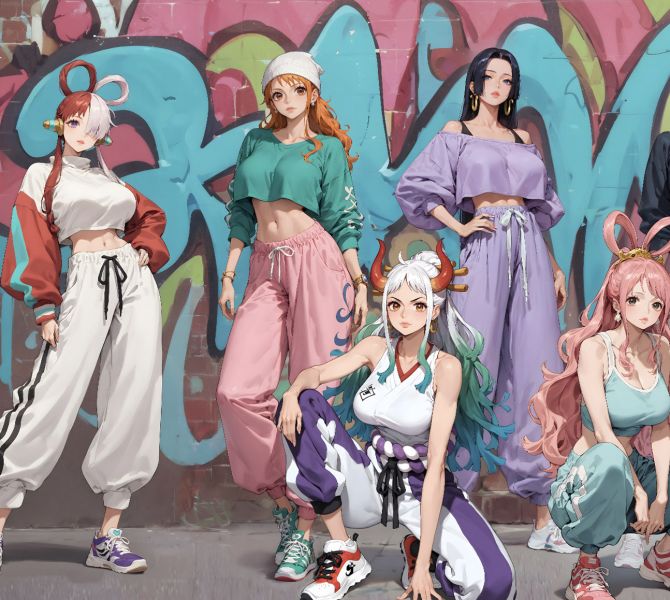 【海外代購】H2 《嘻哈女團》海賊王女帝娜美羅賓烏塔大與動畫二次元裝飾畫 
