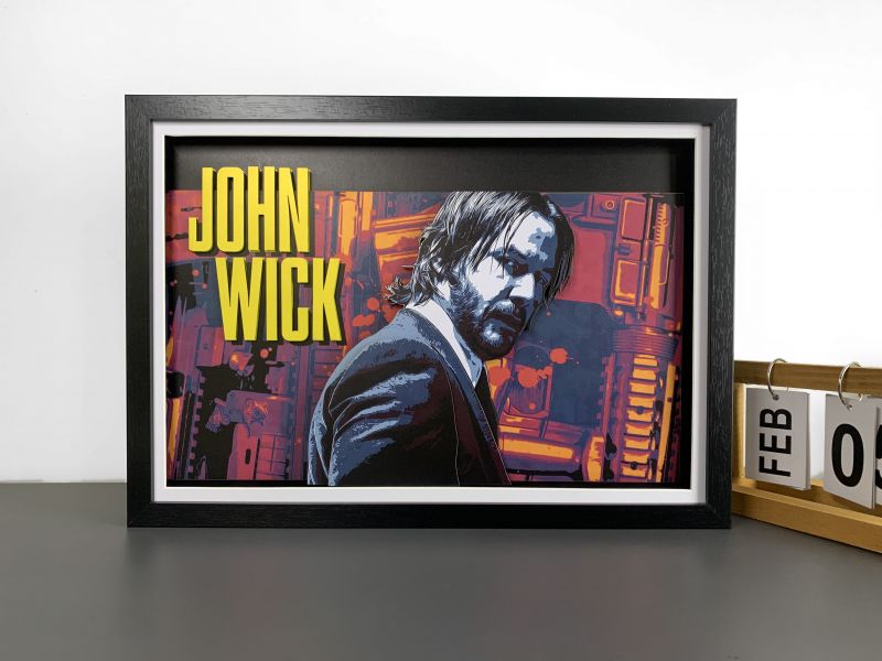 【海外代購】【32*44CM】疾速追殺John Wick基努里維斯捍衛任務3D立體裝飾畫掛畫 