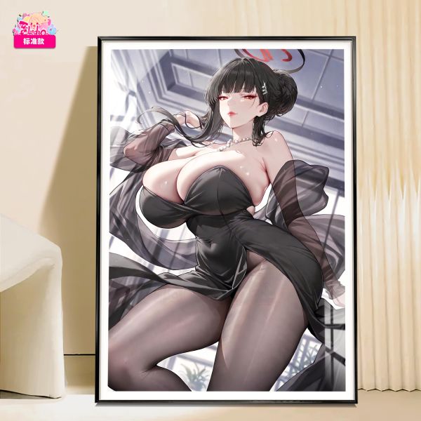 【海外代購】阿喵畫社 禮服 黑絲調月 8k主題高清裝飾畫 午睡毛毯  牆面掛毯  冰箱貼 