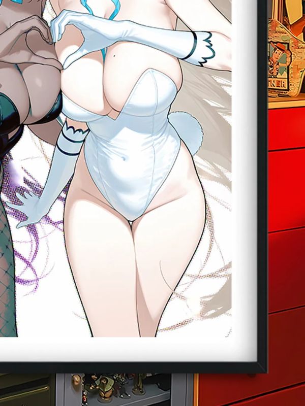 【海外代購】巴洛克《黑白兔》蔚藍檔案裝飾畫冰箱貼 