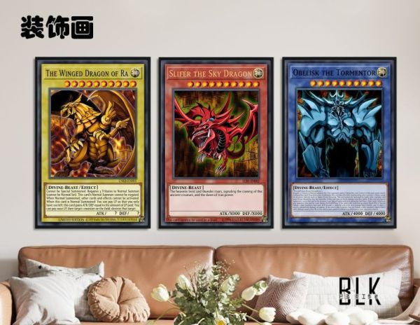 【海外代購】巴洛克 三幻神遊戲王武藤遊戲海馬天空龍翼神龍巨神兵裝飾畫/冰箱貼 