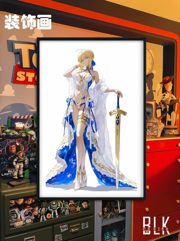 【海外代購】巴洛克 《白衣saber》阿爾托莉雅·潘德拉貢亞瑟王裝飾畫冰箱貼 