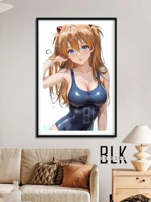 【海外代購】巴洛克 《泳池明日香》Asuka新世紀福音戰士裝飾畫冰箱貼 