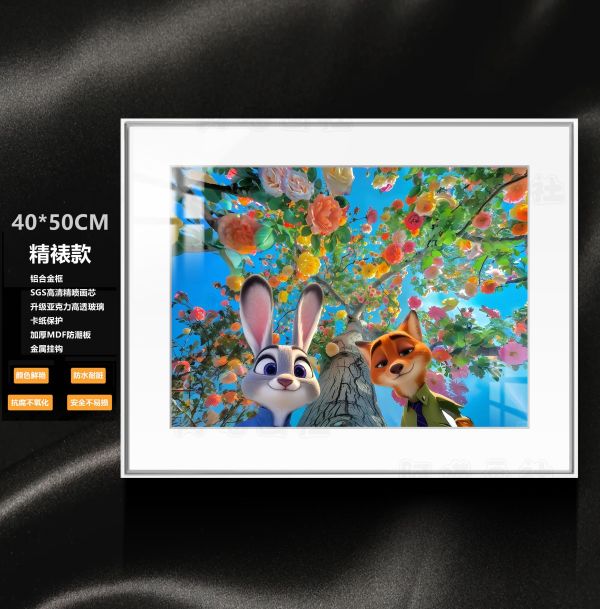 【海外代購】阿喵畫社 瘋狂動物城 朱迪與尼克精裱款 展館級12k收藏超清精裱畫 地墊 