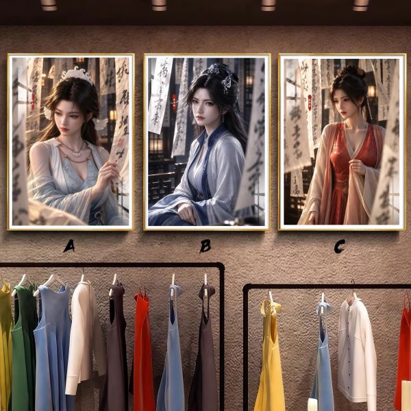 【海外代購】阿喵畫社 凡人經典女神側顏​​三聯 新品12K主題高清裝飾畫 