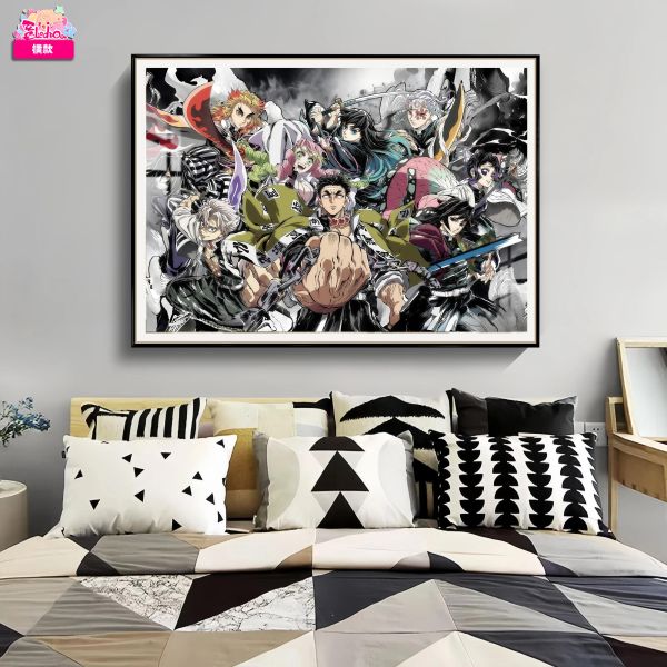 【海外代購】阿喵畫社 鬼滅之刃水墨風九柱合集 8k超大超清裝飾畫 滑鼠墊 午睡毛毯 床頭地墊  冰箱貼 