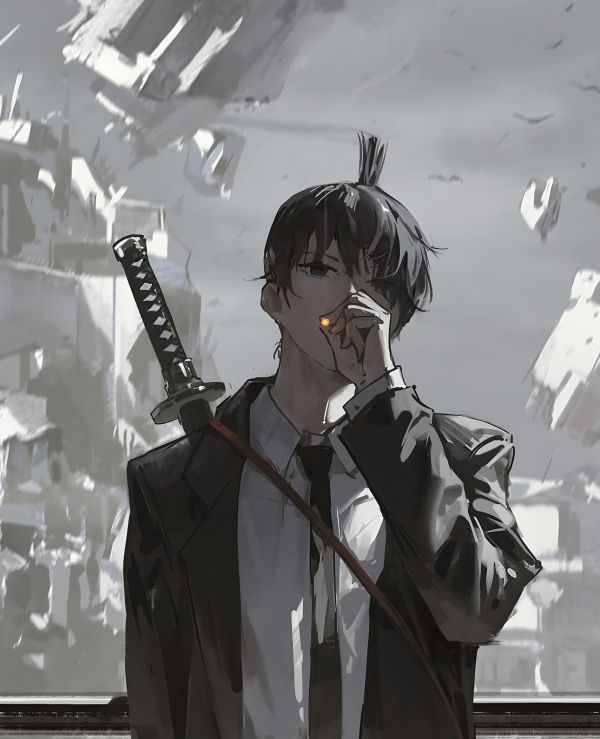 【海外代購】H2 《早川秋》電鋸人鏈鋸人槍之惡魔瑪奇瑪電次動漫裝飾畫 