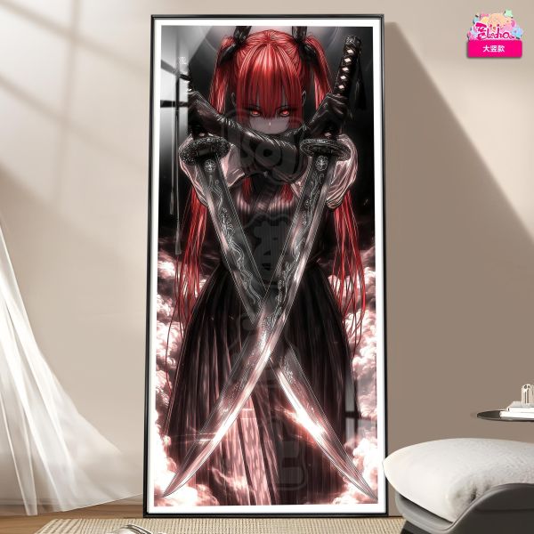 【海外代購】阿喵畫社 RED BLADE焰魂少女大豎款 大豎新品8k主題高清裝飾畫 地墊  冰箱貼 