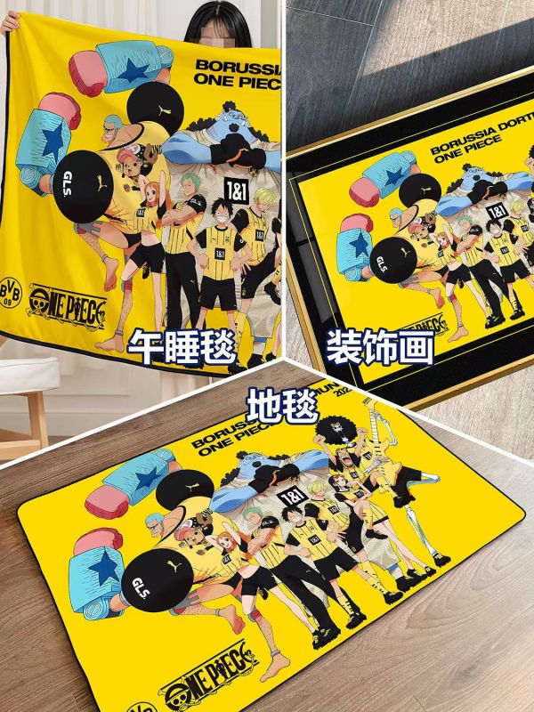 【海外代購】千鳥社 草帽團 多特蒙德海賊王 BVB路飛喬巴索隆聯名 午睡毯 地毯 裝飾畫 