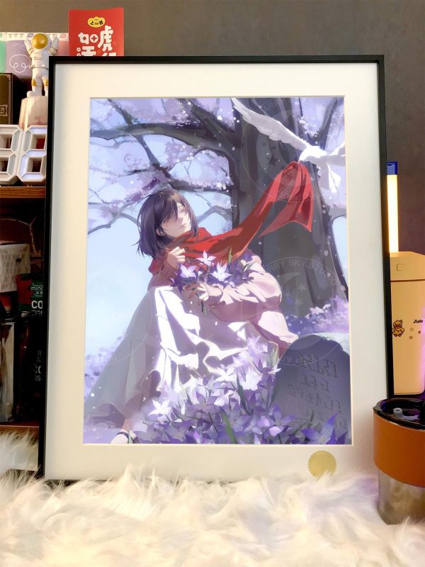 【海外代購】星空 《圍巾三笠》進擊的巨人艾倫E三笠利威爾兵長調查兵團動漫裝飾畫 