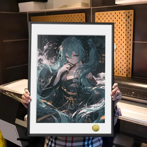 【海外代購】皇呱 《滄瀾初音》 初音未來風暗黑水墨感同人周邊裝飾畫 午睡毯 地毯 