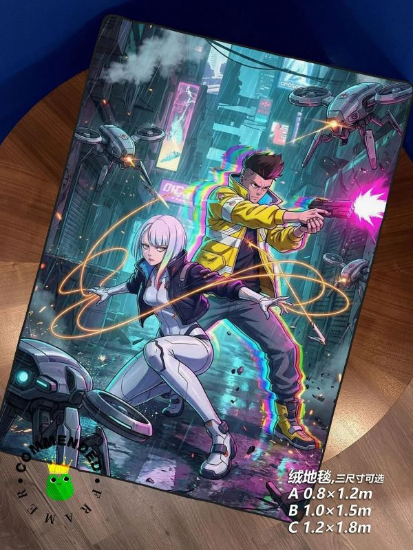【海外代購】皇呱《情侶並肩作戰》賽博朋克裝飾畫 午睡毯 地毯 