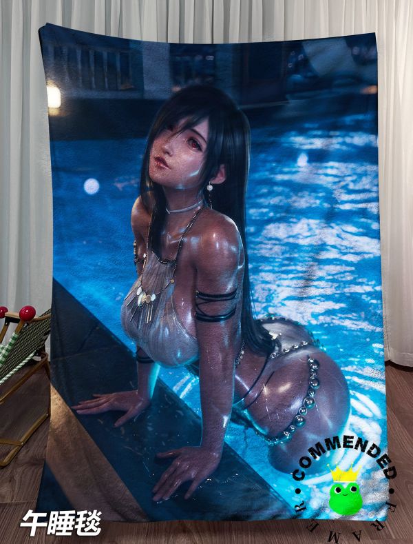 【海外代購】皇呱 最終幻想VII女神蒂法·洛克哈特蒂法泳池週邊裝飾畫 午睡毯 地毯 