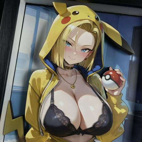 【海外代購】黑白畫映B&W Studio Pikachu Girls 系列第七彈 人造人18號 立體裝飾畫 卡磚 