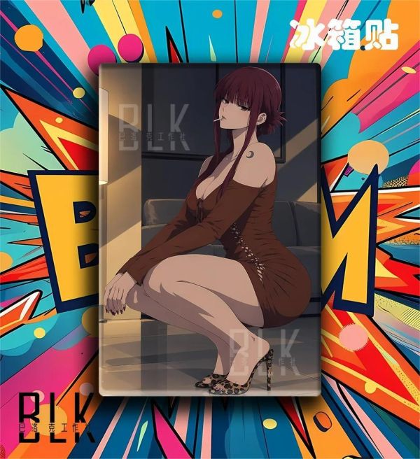 【海外代購】巴洛克 《高跟山田小姐》在超市後門吸菸的二人裝飾畫冰箱貼 