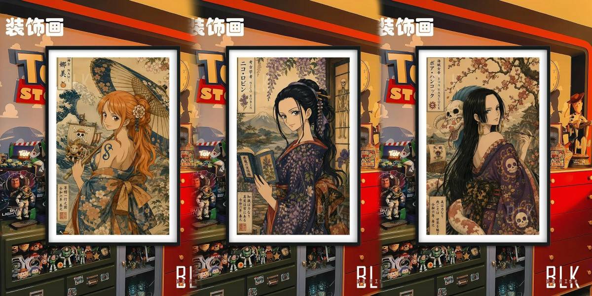 【海外代購】巴洛克《和服女帝》海賊王波雅漢庫克裝飾畫冰箱貼 