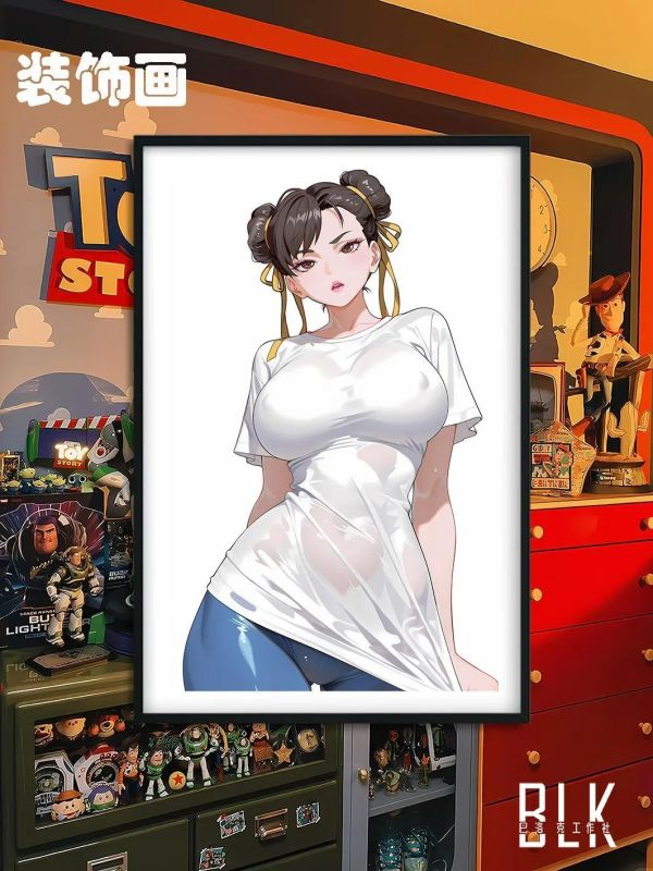 【海外代購】巴洛克《白色春麗》街頭霸王裝飾畫冰箱貼 
