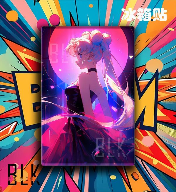 【海外代購】巴洛克 《粉紅美少女》Sailor Moon美少女戰士水兵月月野兔倩妮迪公主動漫裝飾畫冰箱貼 