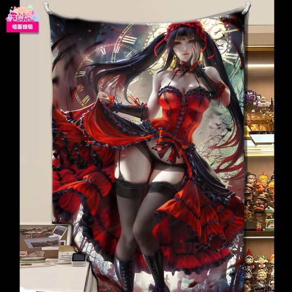 【海外代購】阿喵畫社 成年時崎狂三 復古款實木紀念超清裝飾畫 牆面掛毯 午睡毛毯 床頭地墊 冰箱貼 