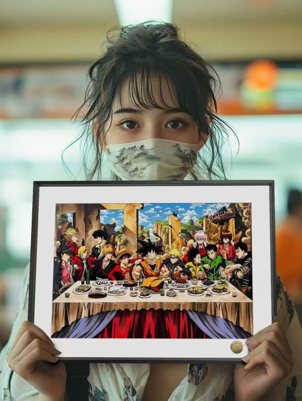 【海外代購】皇呱 《悟空的晚餐》七龍珠海賊王火影孫悟空路飛鳴人最後的晚餐裝飾畫 