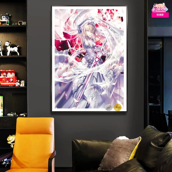 【海外代購】阿喵畫社 婚紗 吾王saber 8k超大高清裝飾畫 等身枕 床頭地墊 午睡毛毯 