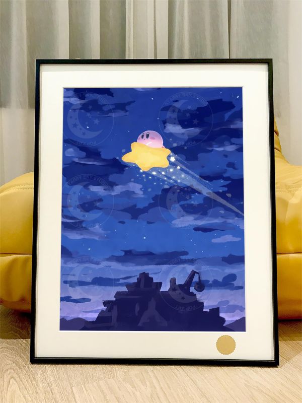 【海外代購】星空 《流星卡比》Kirby卡比之星Switch動畫潮流藝術版畫裝飾畫 