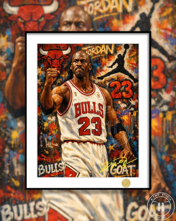 【海外代購】H2 《喬丹》NBA芝加哥公牛隊籃球之神裝飾畫 