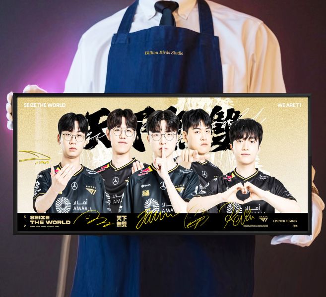 【海外代購】千鳥社 《T1 第六冠 橫版》2025英雄聯盟全球總決賽冠軍T1戰隊滑鼠墊裝飾畫 