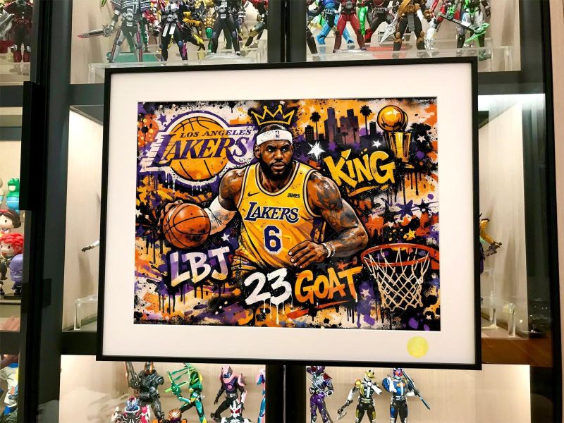 【海外代購】星空 《塗鴉風詹姆斯》NBA小皇帝洛杉磯湖人隊裝飾畫 