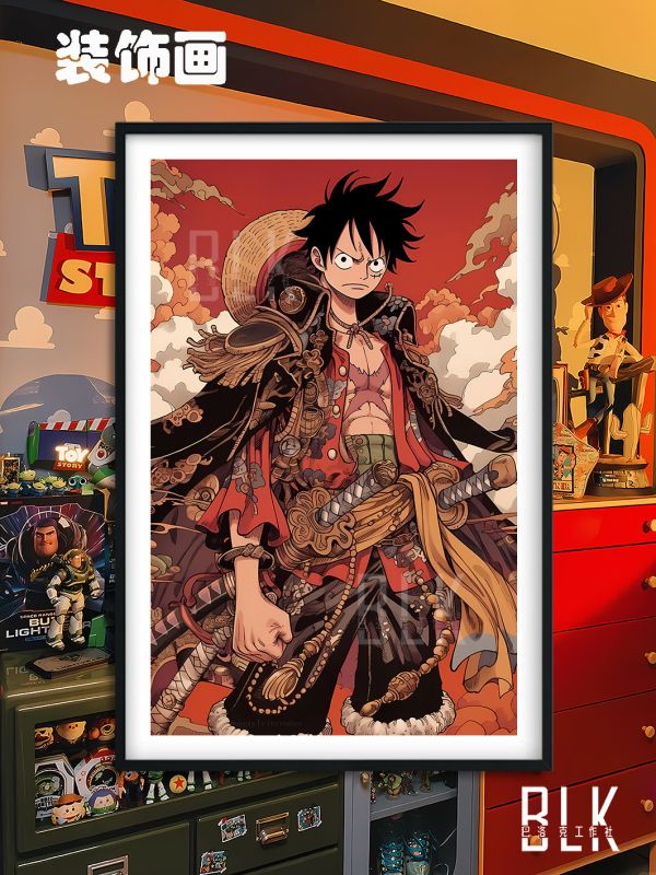 【海外代購】巴洛克 《國風魯夫》海賊王onepiece尼卡五檔娜美索隆動漫二次元裝飾畫冰箱貼