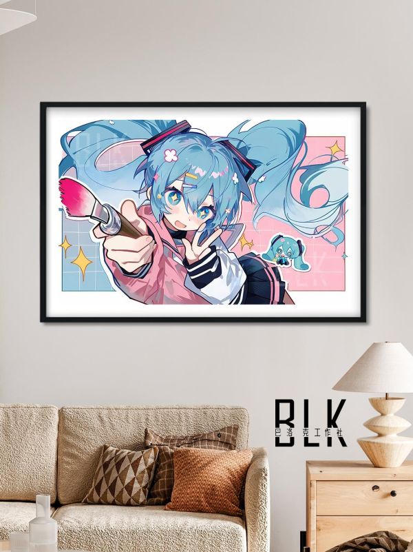 【海外代購】巴洛克 《畫師初音》初音未來歌姬miku公主殿下動漫裝飾畫冰箱貼 