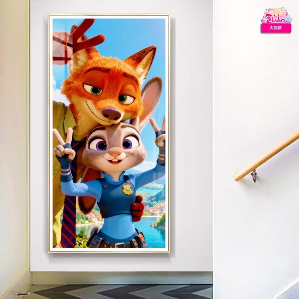 【海外代購】阿喵畫社 瘋狂動物城尼克與朱迪大豎款 8k大豎氛圍高清裝飾畫 