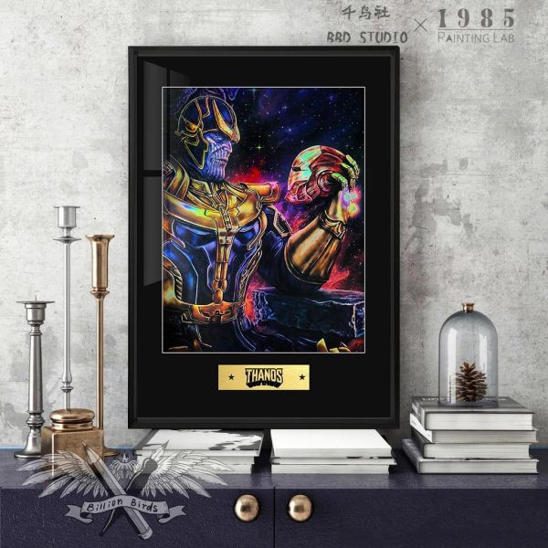 【海外代購】千鳥社 《薩諾斯鐳射》 薩諾斯鋼鐵人復仇者聯盟漫威無限手套潮流炫彩鐳射裝飾畫 