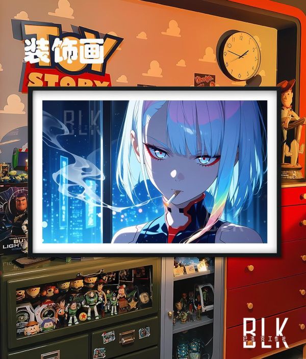 【海外代購】巴洛克《抽菸露西》賽博朋克邊緣行者裝飾畫冰箱貼 