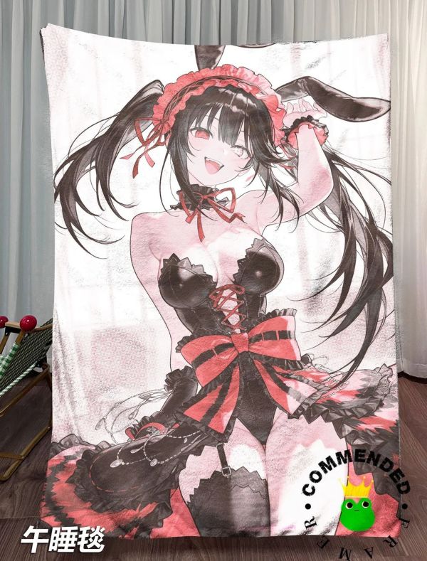 【海外代購】皇呱《可愛兔耳夢魘》約會大作戰時崎狂三裝飾畫 午睡毯 地毯 