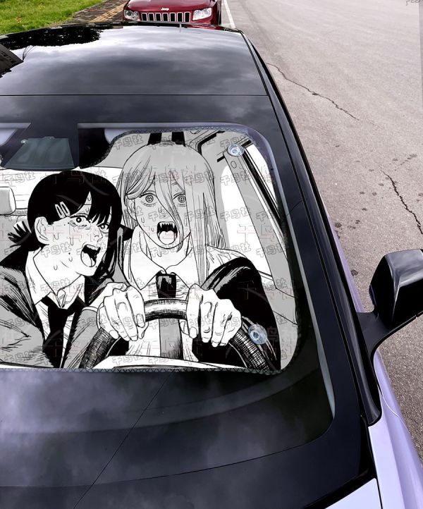 【海外代購】千鳥社 《汽車前擋遮陽—帕瓦和東山小紅 》 二次元汽車遮陽防曬前擋開車鏈鋸人電鋸人帕瓦東山小紅血之魔人 